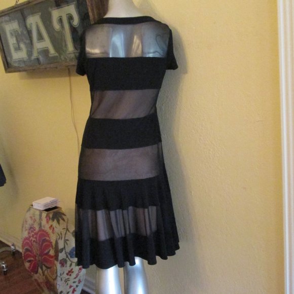 Joseph Ribkoff Black Peek A Boo Lined Dress Classy - Picture 2 of 6